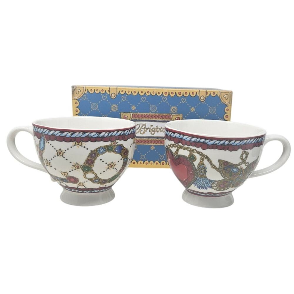 NEW Brighton 2 Tea Coffee Cocoa Cup Mug LOVE Holiday Jewel With Box Ceramic